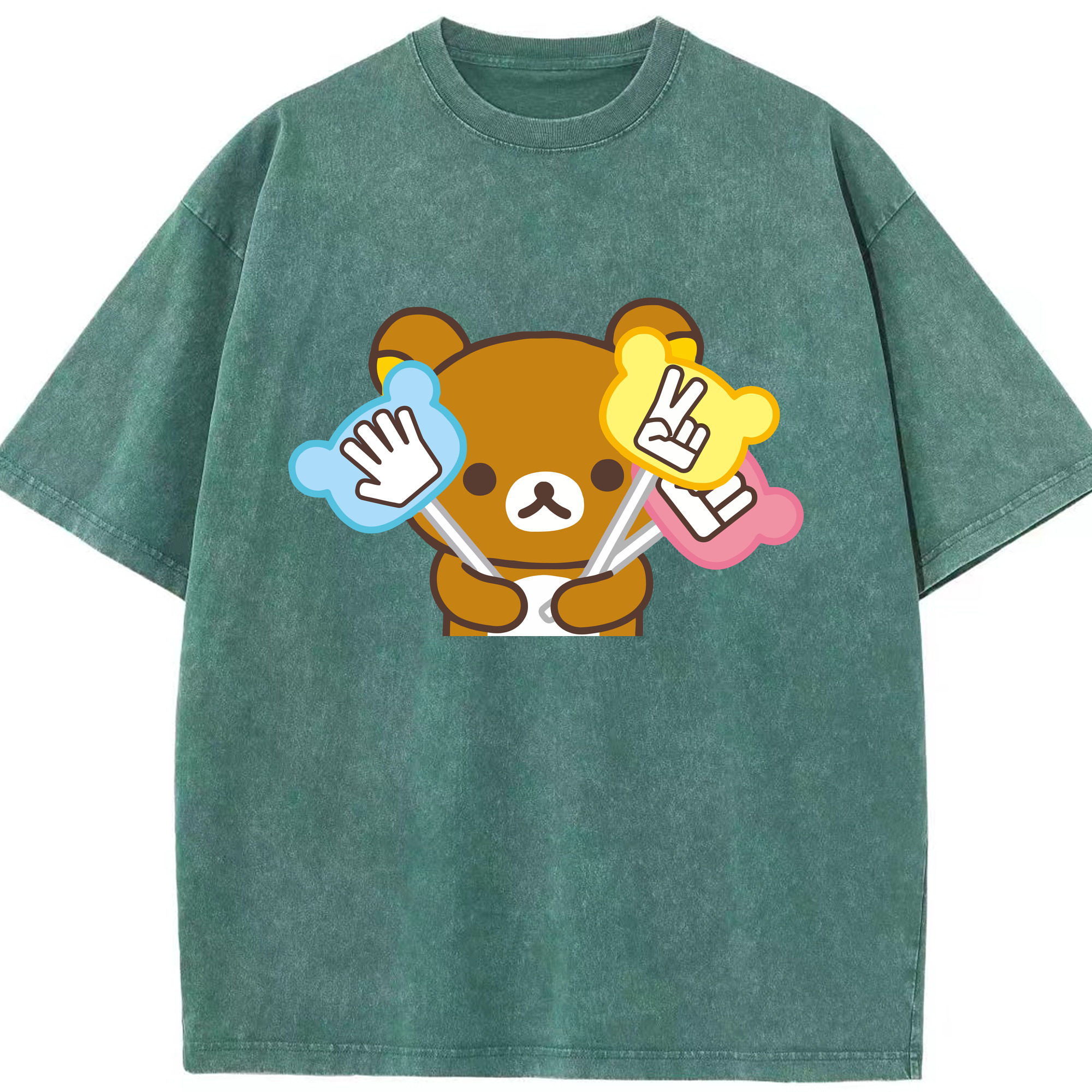 （画像用） リラックマ リラックマ キイロイトリ Rilakkuma Korilakkuma Kiiroitori 綿100% ヴィンテージ風 半袖Tシャツ（フロントプリント）